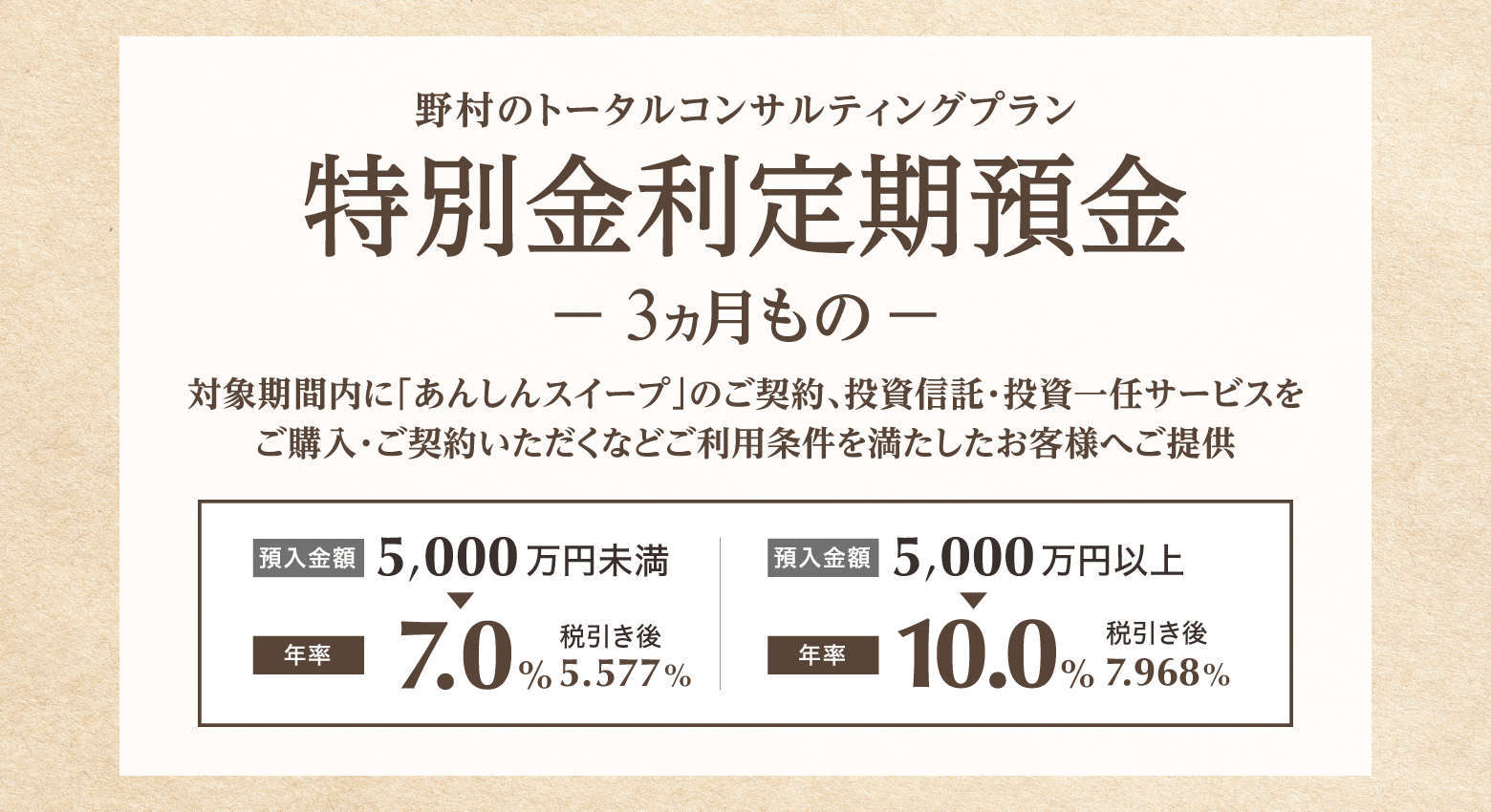 野村のトータルコンサルティングプラン 特別金利定期預金
