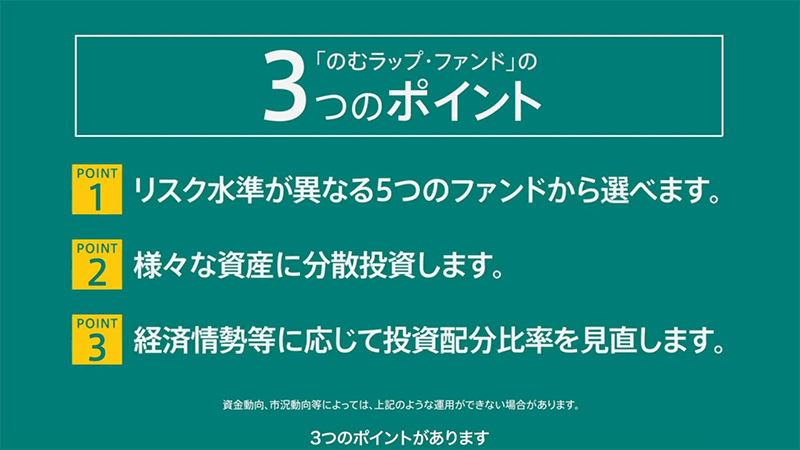 のむラップ・ファンド～人生の“これから”のためにいま始められること～