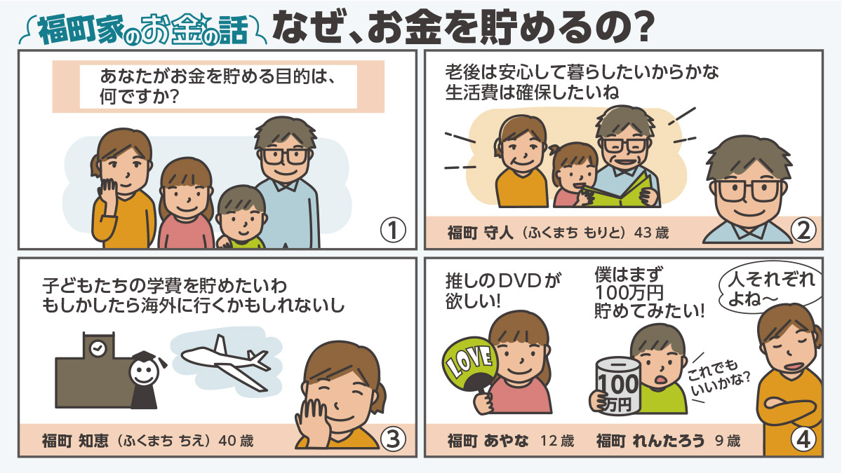 〈マンガ〉福町家のお金の話『なぜ、お金を貯めるの？』