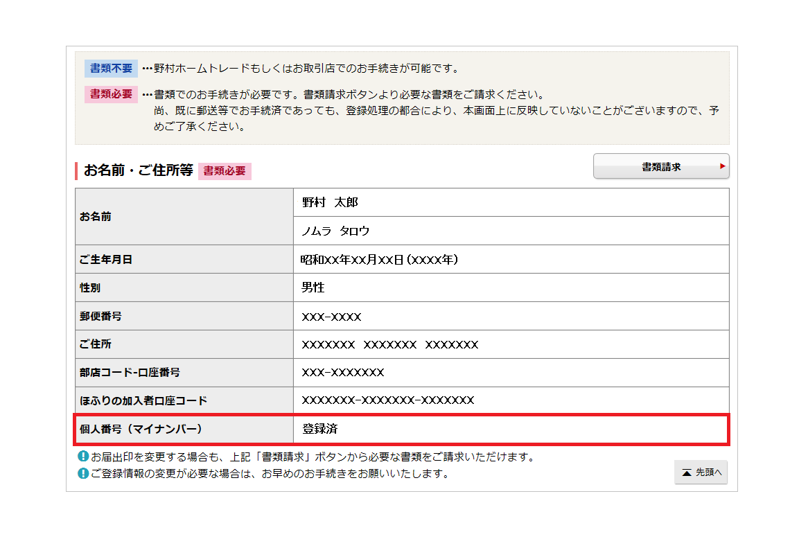 「個人番号」の表示例