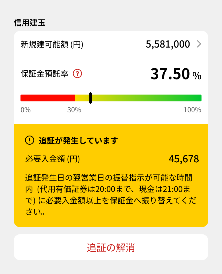 追証が発生している時