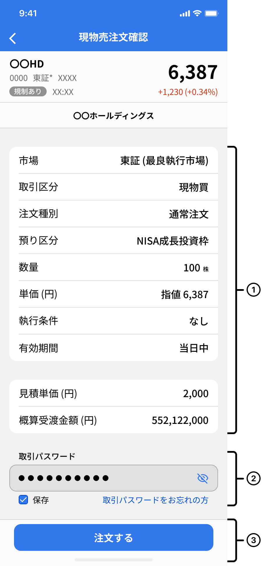 売り注文確認