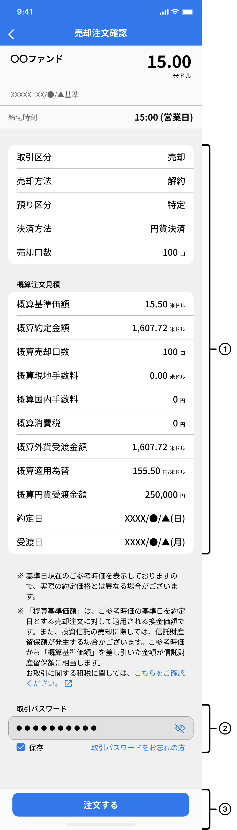売り注文確認