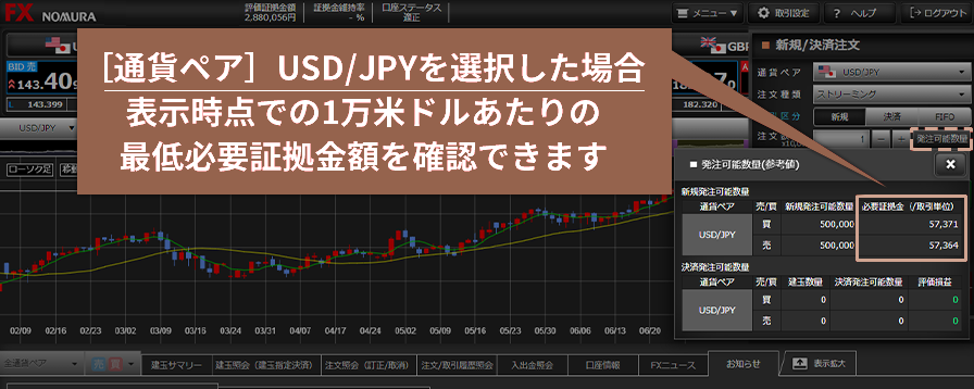 新規注文に必要な証拠金額を確認するには?のイメージ