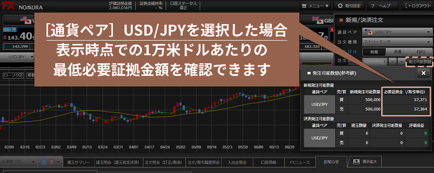 新規注文に必要な証拠金額を確認するには？のイメージ