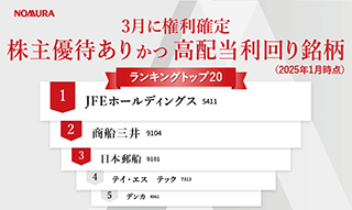 3月に権利確定　株主優待あり かつ 高配当利回り銘柄ランキングトップ20（2025年1月時点）のイメージ