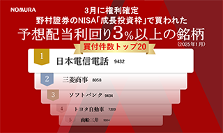 3月に権利確定　野村證券のNISA「成長投資枠」で買われた高配当株人気ランキング（2025年1月）のイメージ