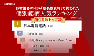 野村證券のNISA「成長投資枠」で買われた個別銘柄人気ランキング（2025年2月分）のイメージ