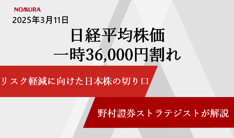 トランプ氏の「過渡期」発言で日経平均株価一時36,000円割れ　リスク軽減に向けた日本株の切り口　野村證券ストラテジストが解説のイメージ