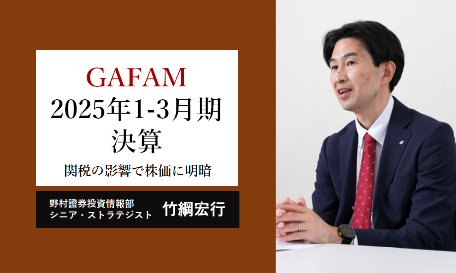 GAFAM決算のポイント　業績は好調だったが関税の影響で株価に明暗　野村證券・竹綱宏行のイメージ