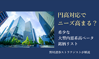 円高対応でニーズ高まる？希少な大型内需系高ベータ銘柄リスト　野村證券ストラテジストが解説のイメージ