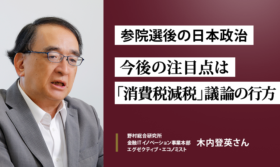 野村総研・木内登英さんが語る　参院選後の日本政治　今後の注目点は「消費税減税」議論の行方のイメージ