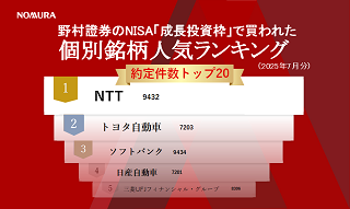 野村證券のNISA「成長投資枠」で買われた個別銘柄人気ランキング（2025年7月分）のイメージ
