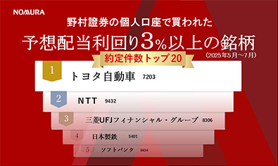 野村證券で買われた高配当株人気ランキング（2025年5月～7月）のイメージ