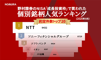 野村證券のNISA「成長投資枠」で買われた個別銘柄人気ランキング（2025年9月分）のイメージ