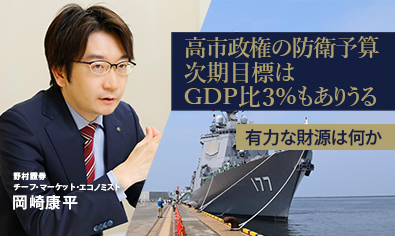 高市政権の防衛予算、次期目標はGDP比3%もありうる 有力な財源は何か 野村證券・岡崎康平のイメージ