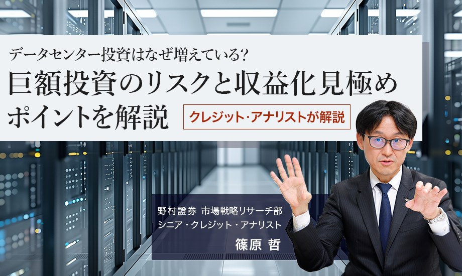 データセンター投資はなぜ増えている？ 巨額投資のリスクと収益化見極めポイントを解説　野村證券・篠原哲のイメージ