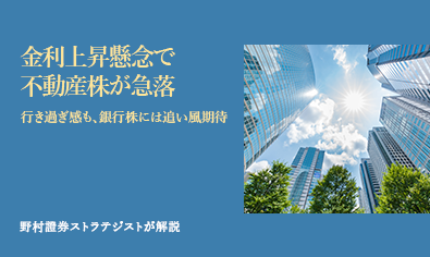 金利上昇懸念で不動産株が急落　行き過ぎ感も、銀行株には追い風期待　野村證券ストラテジストが解説のイメージ