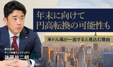 年末に向けて円高転換の可能性も　米ドル高が一巡すると見込む理由　野村證券・後藤祐二朗のイメージ