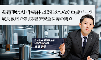 蓄電池はAI・半導体とESGをつなぐ重要パーツ　成長戦略で強まる経済安全保障の観点　野村證券・棚橋研悟のイメージ