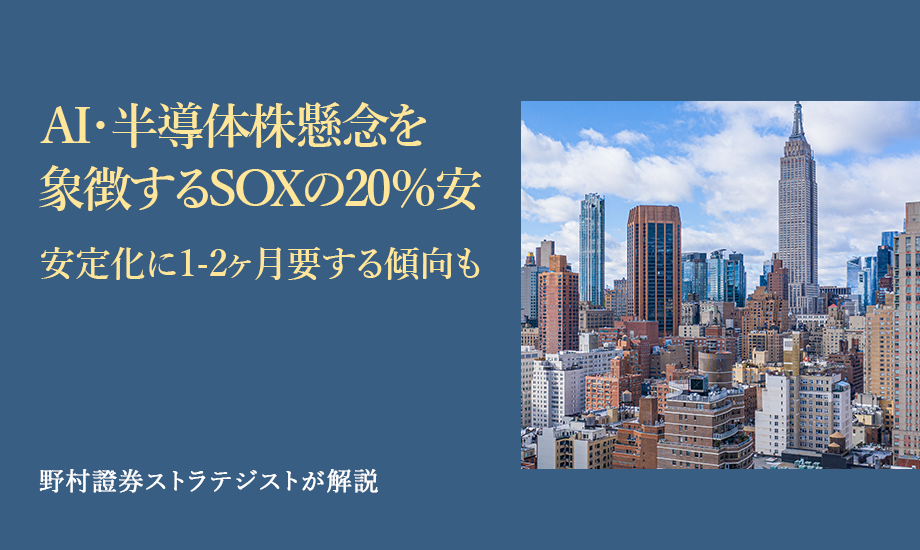 AI・半導体株懸念を象徴するSOXの20％安　安定化に1-2ヶ月要する傾向も　野村證券ストラテジストが解説のイメージ