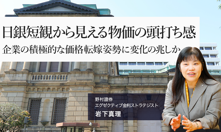 日銀短観から見える物価の頭打ち感　企業の積極的な価格転嫁姿勢に変化の兆しか　野村證券・岩下真理のイメージ